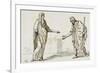 Album : une femme faisant l'aumône à un homme ; deux femmes devisant ; une femme assise-Jacques-Louis David-Framed Giclee Print