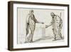 Album : une femme faisant l'aumône à un homme ; deux femmes devisant ; une femme assise-Jacques-Louis David-Framed Giclee Print