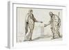 Album : une femme faisant l'aumône à un homme ; deux femmes devisant ; une femme assise-Jacques-Louis David-Framed Giclee Print