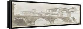 Album : vue du pont Sixte et du palais Farnèse-Pierre Henri de Valenciennes-Framed Stretched Canvas