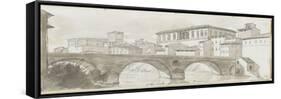 Album : vue du pont Sixte et du palais Farnèse-Pierre Henri de Valenciennes-Framed Stretched Canvas