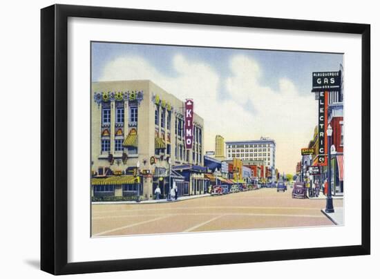 Albuquerque, New Mexico - Eastern View Up Central Avenue-Lantern Press-Framed Art Print