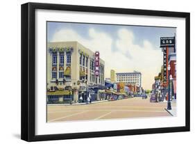 Albuquerque, New Mexico - Eastern View Up Central Avenue-Lantern Press-Framed Art Print