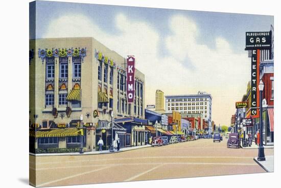 Albuquerque, New Mexico - Eastern View Up Central Avenue-Lantern Press-Stretched Canvas