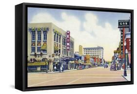 Albuquerque, New Mexico - Eastern View Up Central Avenue-Lantern Press-Framed Stretched Canvas