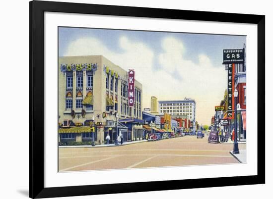 Albuquerque, New Mexico - Eastern View Up Central Avenue-Lantern Press-Framed Art Print