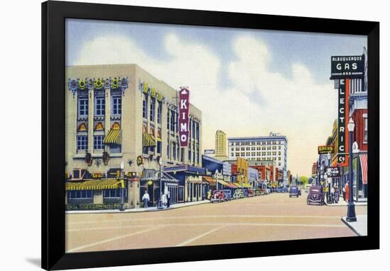 Albuquerque, New Mexico - Eastern View Up Central Avenue-Lantern Press-Framed Art Print