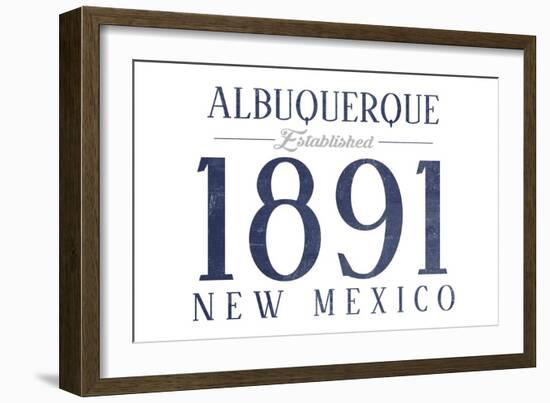 Albuquerque, New Mexico - Established Date (Blue)-Lantern Press-Framed Art Print