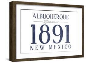 Albuquerque, New Mexico - Established Date (Blue)-Lantern Press-Framed Art Print