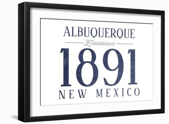 Albuquerque, New Mexico - Established Date (Blue)-Lantern Press-Framed Art Print