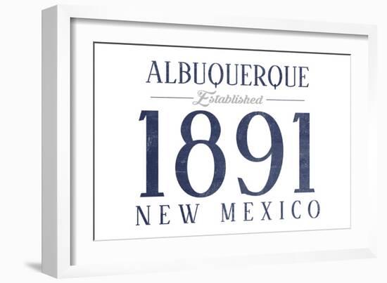 Albuquerque, New Mexico - Established Date (Blue)-Lantern Press-Framed Art Print