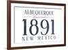 Albuquerque, New Mexico - Established Date (Blue)-Lantern Press-Framed Art Print