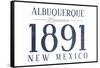 Albuquerque, New Mexico - Established Date (Blue)-Lantern Press-Framed Stretched Canvas