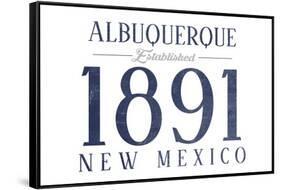 Albuquerque, New Mexico - Established Date (Blue)-Lantern Press-Framed Stretched Canvas