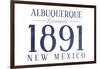 Albuquerque, New Mexico - Established Date (Blue)-Lantern Press-Framed Art Print