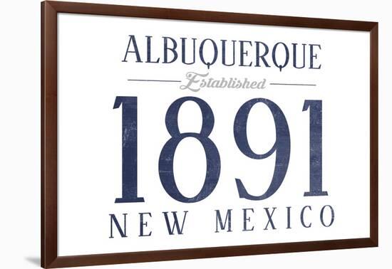 Albuquerque, New Mexico - Established Date (Blue)-Lantern Press-Framed Art Print