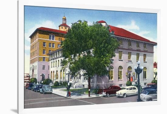 Albuquerque, New Mexico, Exterior View of the Post Office and Federal Bldg-Lantern Press-Framed Art Print