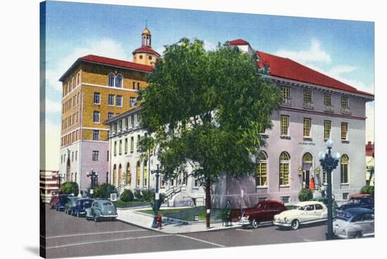 Albuquerque, New Mexico, Exterior View of the Post Office and Federal Bldg-Lantern Press-Stretched Canvas