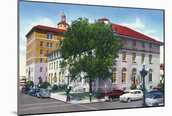 Albuquerque, New Mexico, Exterior View of the Post Office and Federal Bldg-Lantern Press-Mounted Art Print