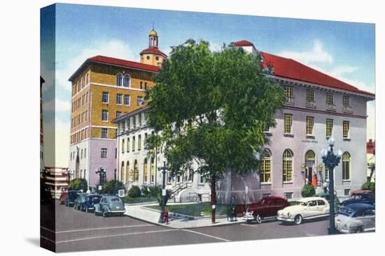 Albuquerque, New Mexico, Exterior View of the Post Office and Federal Bldg-Lantern Press-Stretched Canvas