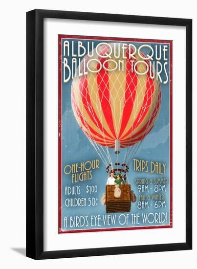 Albuquerque, New Mexico - Hot Air Balloon Tours - Vintage Sign-Lantern Press-Framed Art Print