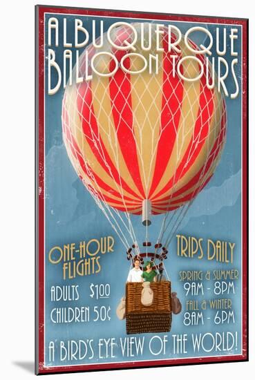 Albuquerque, New Mexico - Hot Air Balloon Tours - Vintage Sign-Lantern Press-Mounted Art Print