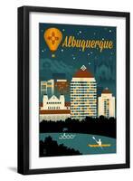 Albuquerque, New Mexico - Retro Skyline-Lantern Press-Framed Art Print