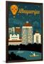Albuquerque, New Mexico - Retro Skyline-Lantern Press-Framed Art Print