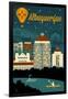Albuquerque, New Mexico - Retro Skyline-Lantern Press-Framed Art Print