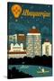 Albuquerque, New Mexico - Retro Skyline-Lantern Press-Stretched Canvas