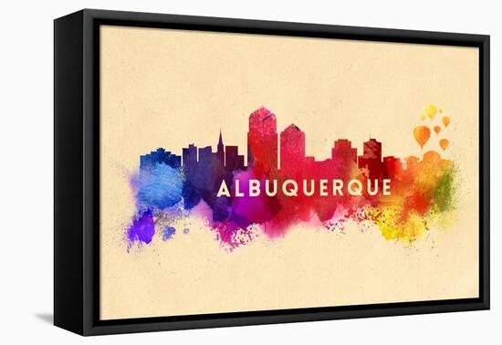 Albuquerque, New Mexico - Skyline Abstract-Lantern Press-Framed Stretched Canvas