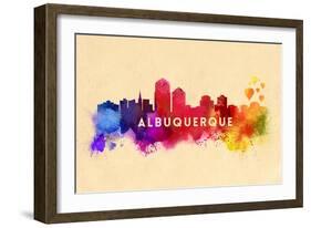 Albuquerque, New Mexico - Skyline Abstract-Lantern Press-Framed Art Print
