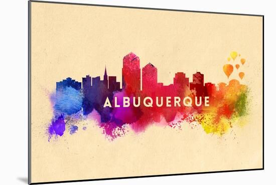 Albuquerque, New Mexico - Skyline Abstract-Lantern Press-Mounted Art Print