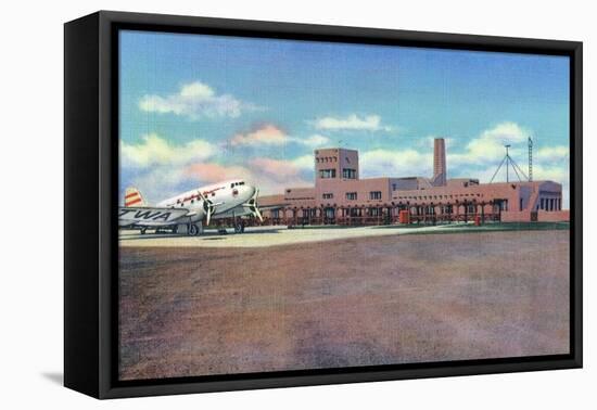 Albuquerque, New Mexico - View of Municipal Airport Admin Building-Lantern Press-Framed Stretched Canvas