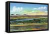 Albuquerque, New Mexico, View of the Rio Grande and Volcanoes from Air Base-Lantern Press-Framed Stretched Canvas