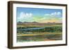 Albuquerque, New Mexico, View of the Rio Grande and Volcanoes from Air Base-Lantern Press-Framed Art Print