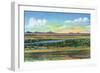 Albuquerque, New Mexico, View of the Rio Grande and Volcanoes from Air Base-Lantern Press-Framed Art Print