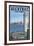 Alcatraz Island and City - San Francisco, CA-Lantern Press-Framed Art Print