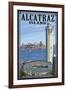 Alcatraz Island and City - San Francisco, CA-Lantern Press-Framed Art Print