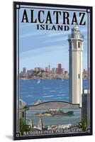 Alcatraz Island and City - San Francisco, CA-Lantern Press-Mounted Art Print