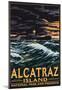Alcatraz Island Night Scene - San Francisco, Ca-null-Mounted Poster