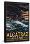 Alcatraz Island Night Scene - San Francisco, CA-Lantern Press-Framed Stretched Canvas