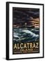 Alcatraz Island Night Scene - San Francisco, CA-Lantern Press-Framed Art Print