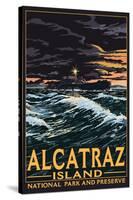 Alcatraz Island Night Scene - San Francisco, CA-Lantern Press-Stretched Canvas