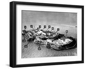 Alcatraz Island, Principal Buildings and Locations, San Francisco, 1946-null-Framed Photo