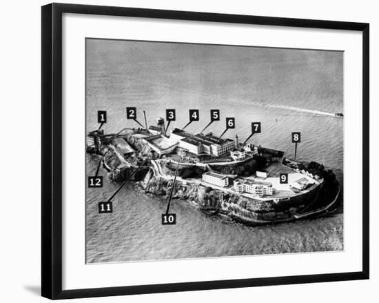 Alcatraz Island, Principal Buildings and Locations, San Francisco, 1946-null-Framed Photo