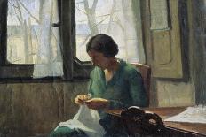 Woman Sewing-Alcide Davide Campestrini-Framed Giclee Print