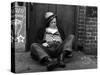 Alcoholic Vagrant Sleeping in a Doorway-null-Stretched Canvas
