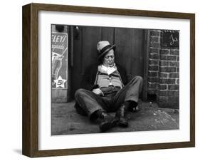 Alcoholic Vagrant Sleeping in a Doorway-null-Framed Photographic Print