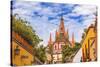 Aldama Street Parroquia Archangel Church. San Miguel de Allende, Mexico.-William Perry-Stretched Canvas